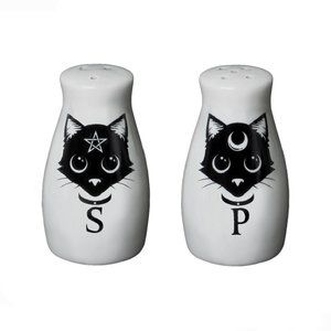 Alchemy Gothic Witchy Kitty Salt & Pepper Shakers New in Box